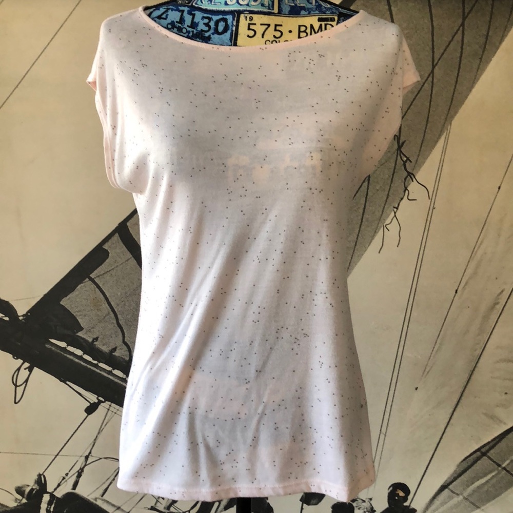 Pale pink, rose gold polka dot studded t-shirt